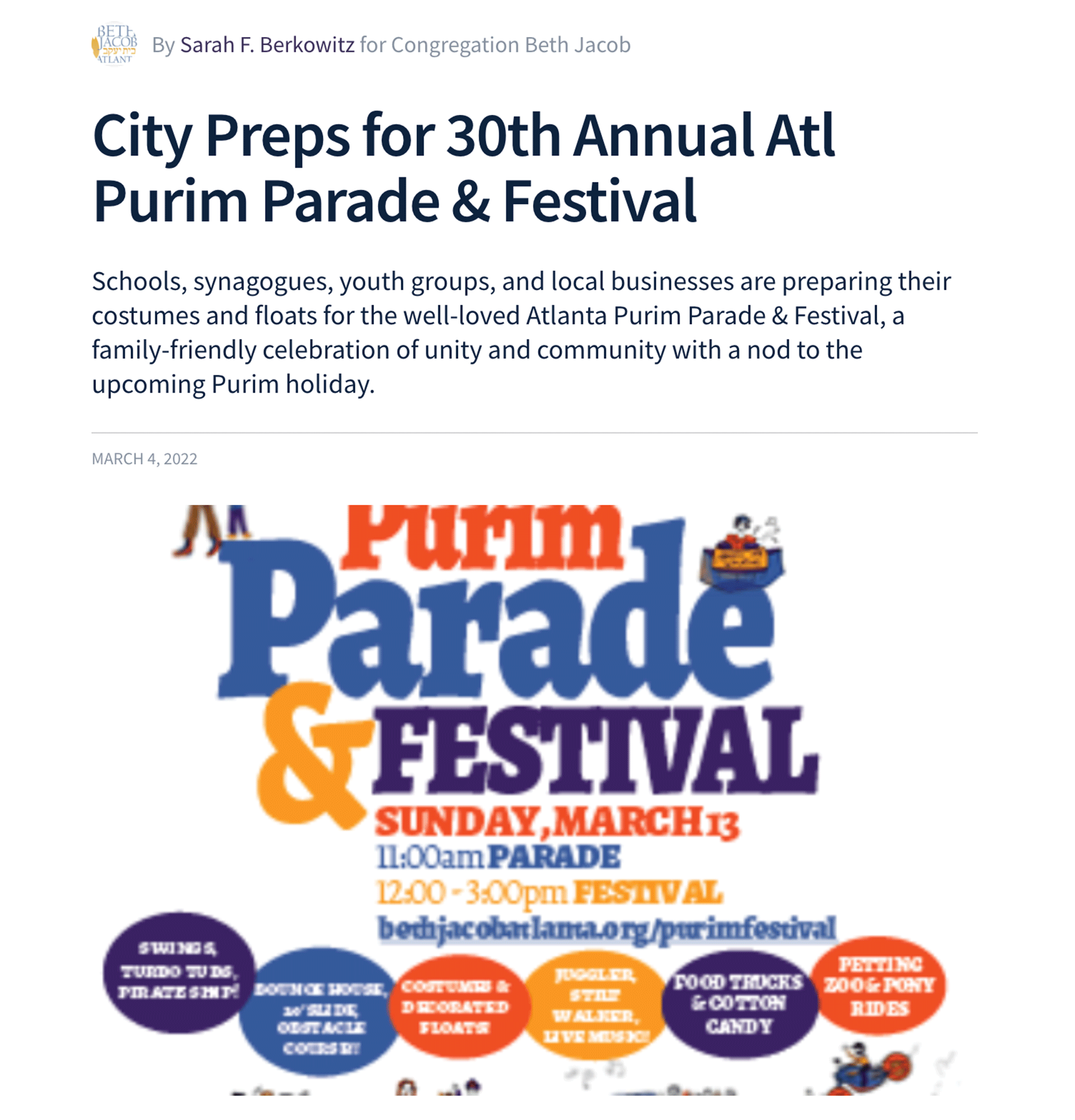 Purim parade blog